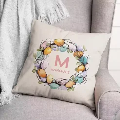 Kirklands Home Personalized Monogram Egg Wreath Pillow