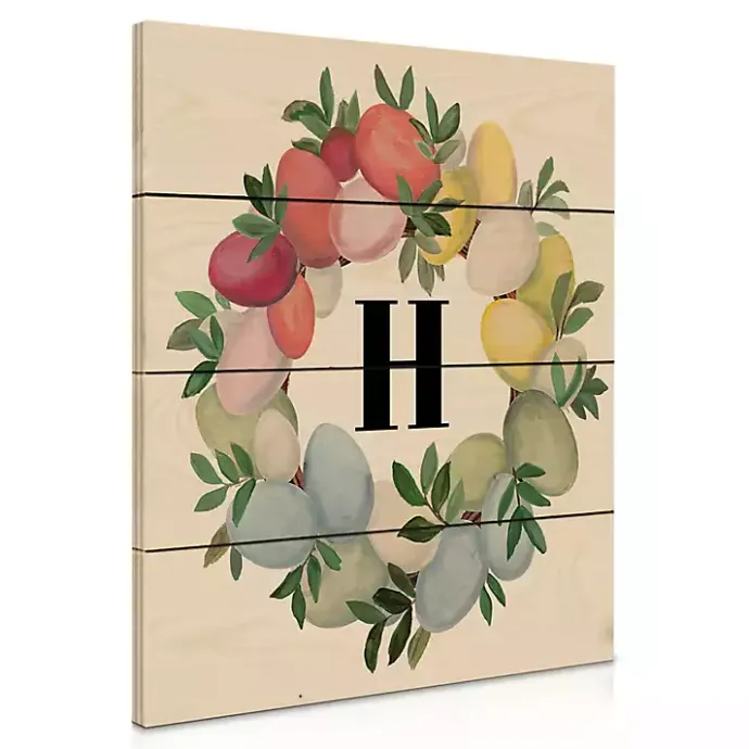 Best Kirklands Home Personalized Monogram Egg Wreath Wood Wall Plaque Multi