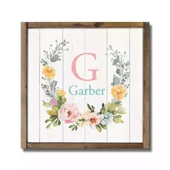New Kirklands Home Personalized Monogram Floral Wood Wall Plaque