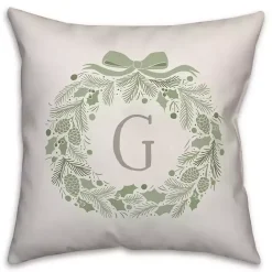 Clearance Kirklands Home Personalized Monogram Green Folk Wreath Pillow