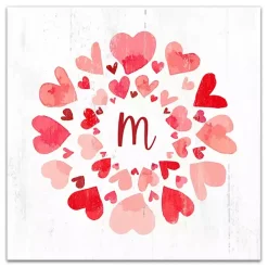 Clearance Kirklands Home Personalized Monogram Hearts Canvas Wall Plaque