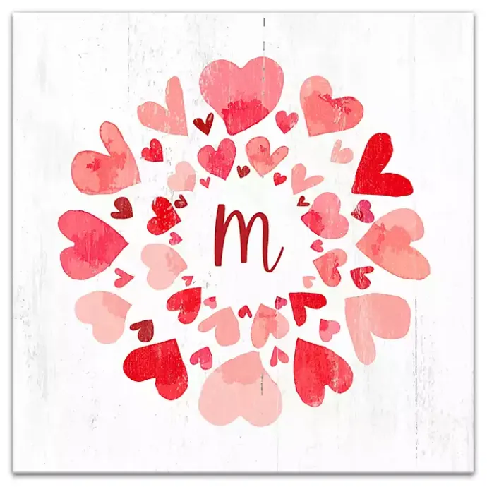Clearance Kirklands Home Personalized Monogram Hearts Canvas Wall Plaque