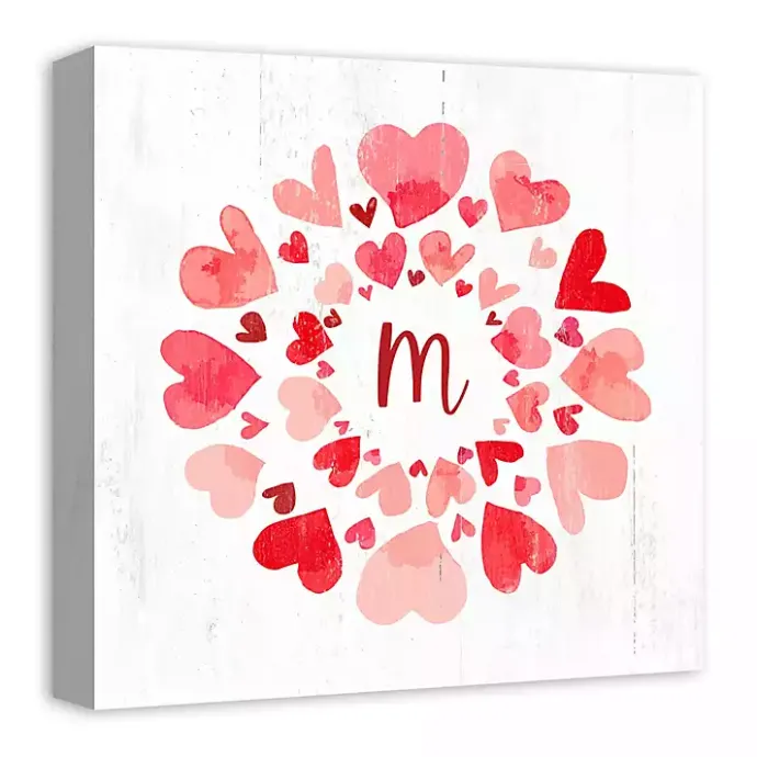 Clearance Kirklands Home Personalized Monogram Hearts Canvas Wall Plaque