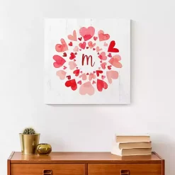 Clearance Kirklands Home Personalized Monogram Hearts Canvas Wall Plaque