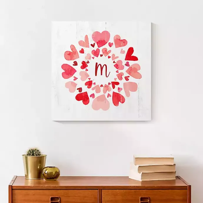 Clearance Kirklands Home Personalized Monogram Hearts Canvas Wall Plaque