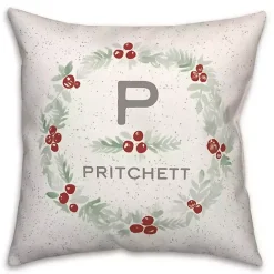 Online Kirklands Home Personalized Monogram Holly Wreath Throw Pillow