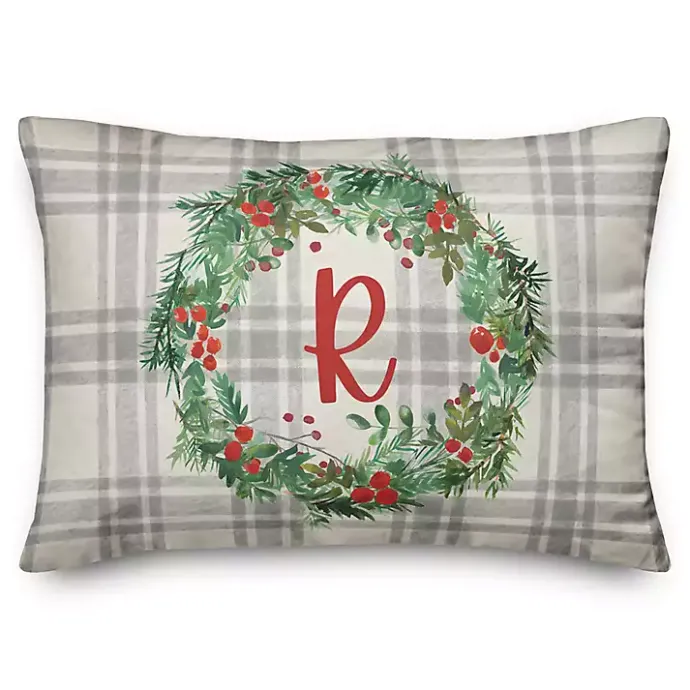 Best Kirklands Home Personalized Monogram Holly Wreath Pillow