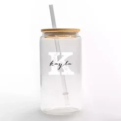 Online Kirklands Home Personalized Monogram K Floral Glass Cup