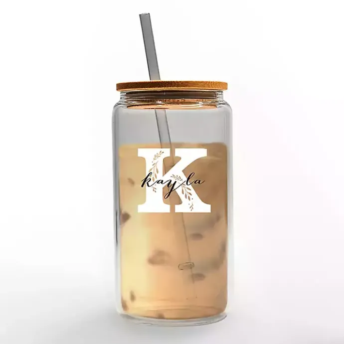 Online Kirklands Home Personalized Monogram K Floral Glass Cup