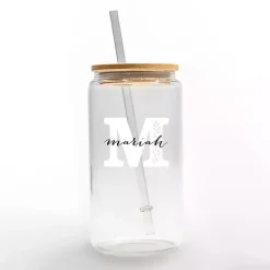 Online Kirklands Home Personalized Monogram M Floral Glass Cup