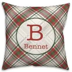 Online Kirklands Home Personalized Monogram Plaid Christmas Pillow