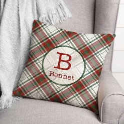 Online Kirklands Home Personalized Monogram Plaid Christmas Pillow