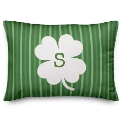 Kirklands Home Personalized Monogram Shamrock Stripe Pillow