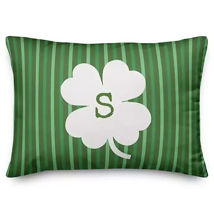 Kirklands Home Personalized Monogram Shamrock Stripe Pillow