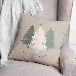 Discount Kirklands Home Personalized Neutral Christmas Tree Throw Pillow