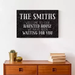 New Kirklands Home Personalized Our Haunted House Canvas Plaque