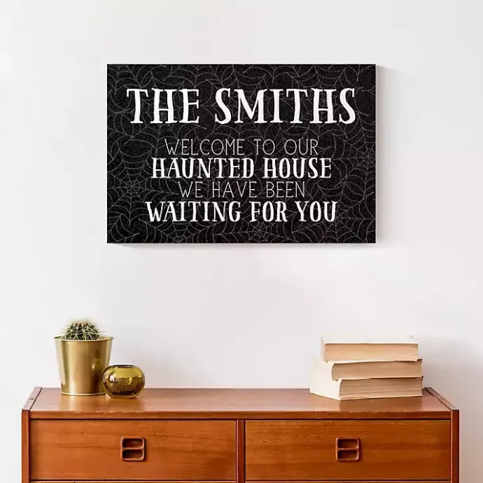 New Kirklands Home Personalized Our Haunted House Canvas Plaque