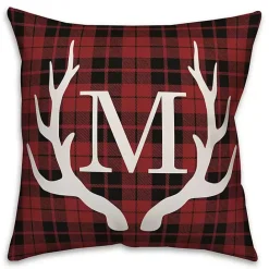Hot Kirklands Home Personalized Plaid Antlers Monogram Pillow