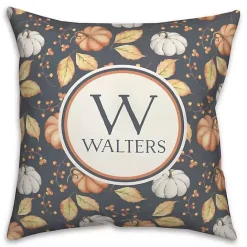 Outlet Kirklands Home Personalized Pumpkin & Leaves Monogram Pillow