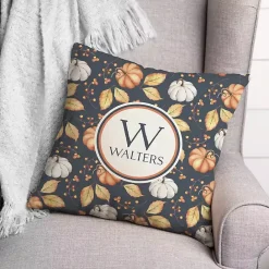 Outlet Kirklands Home Personalized Pumpkin & Leaves Monogram Pillow