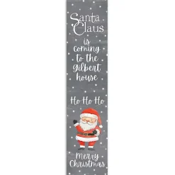 Sale Kirklands Home Personalized Santa Claus is Coming Porch Board Gray