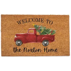 Kirklands Home Personalized Welcome Christmas Truck Doormat Tan