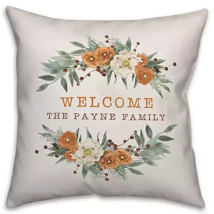 Outlet Kirklands Home Personalized Welcome Fall Floral Outdoor Pillow