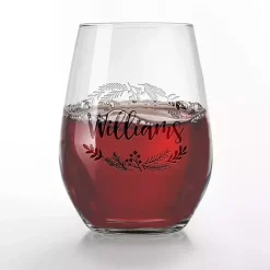 Best Kirklands Home Personalized Wreath Etched Wine Glasses, Set of 2 Clear