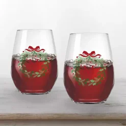 Sale Kirklands Home Personalized Wreath Wine Glasses, Set of 2