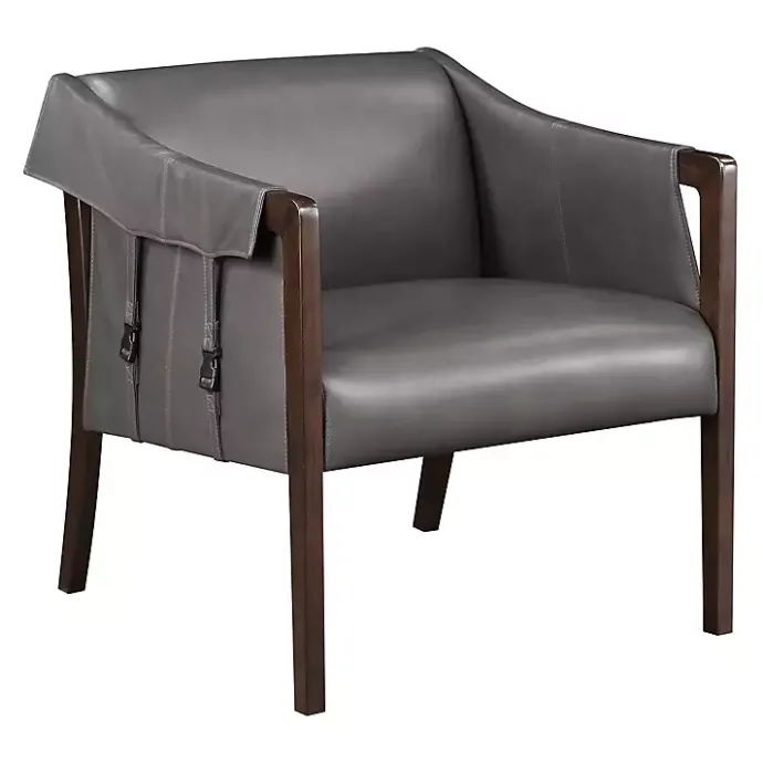 Hot Kirklands Home Pewter Parkfield Faux Leather Accent Chair Gray