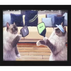 Clearance Kirklands Home Pickleball Cats Framed Art Print Multi