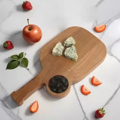 New Kirklands Home Pickleball Shaped Acacia Wood Serving Board