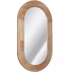 Outlet Kirklands Home Pill Capsule Oval Shaped Wood Wall Mirror