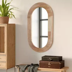 Outlet Kirklands Home Pill Capsule Oval Shaped Wood Wall Mirror