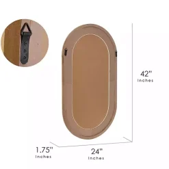 Outlet Kirklands Home Pill Capsule Oval Shaped Wood Wall Mirror