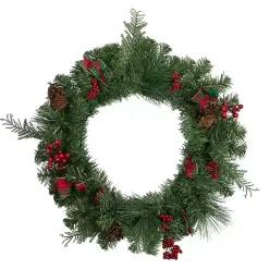 Clearance Kirklands Home Pine and Berries Ribbon Wreath Green