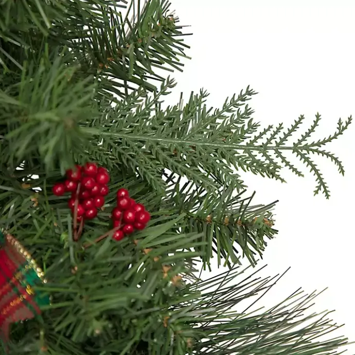 Clearance Kirklands Home Pine and Berries Ribbon Wreath Green