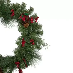 Clearance Kirklands Home Pine and Berries Ribbon Wreath Green