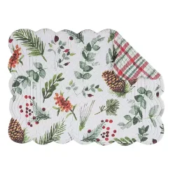 Hot Kirklands Home Pinecone and Plaid Reversible Placemats, Set of 6