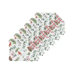 Hot Kirklands Home Pinecone and Plaid Reversible Placemats, Set of 6