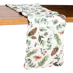 New Kirklands Home Pinecone and Plaid Reversible Table Runner