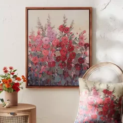 Discount Kirklands Home Pink & Red Hollyhock Framed Canvas Art Print