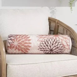 Sale Kirklands Home and Beige Floral Outdoor Bolster Pillow Pink