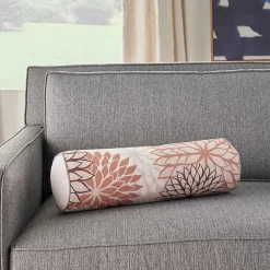 Sale Kirklands Home and Beige Floral Outdoor Bolster Pillow Pink