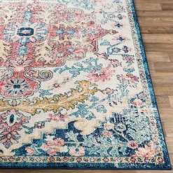 Discount Kirklands Home Pink and Blue Traditional Medallion Area Rug, 8x12