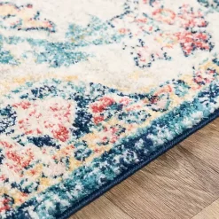 Discount Kirklands Home Pink and Blue Traditional Medallion Area Rug, 8x12