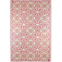 Best Kirklands Home Pink and Cream Floral Tile Outdoor Area Rug, 4x6