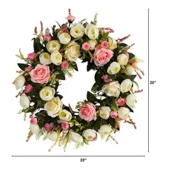 Kirklands Home Pink and Ivory Roses Wreath
