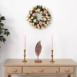 Kirklands Home Pink and Ivory Roses Wreath