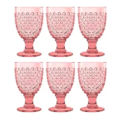 Clearance Kirklands Home Beaded Acrylic Goblet Wine Glasses, Set of 6 Pink